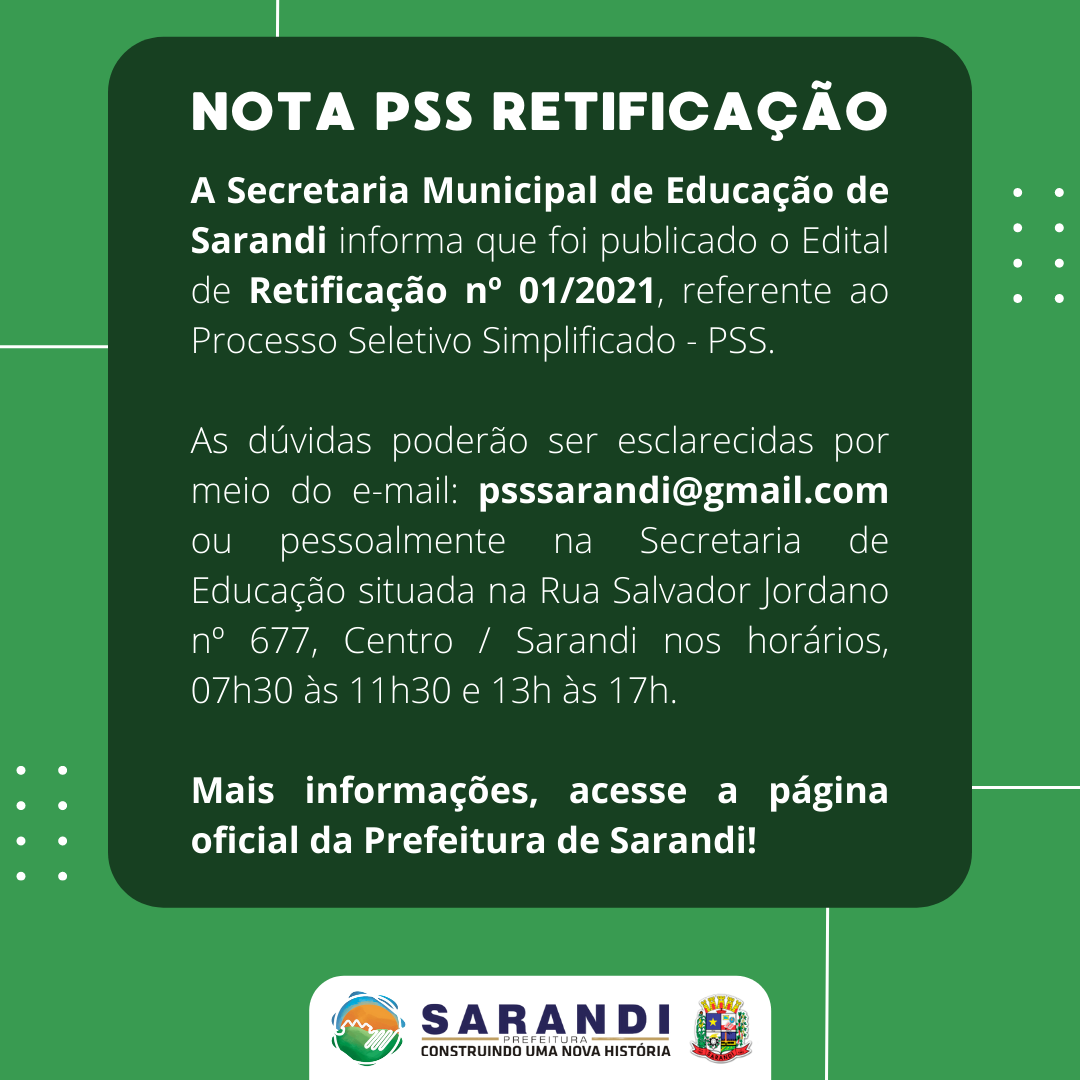 Nota PSS retificação